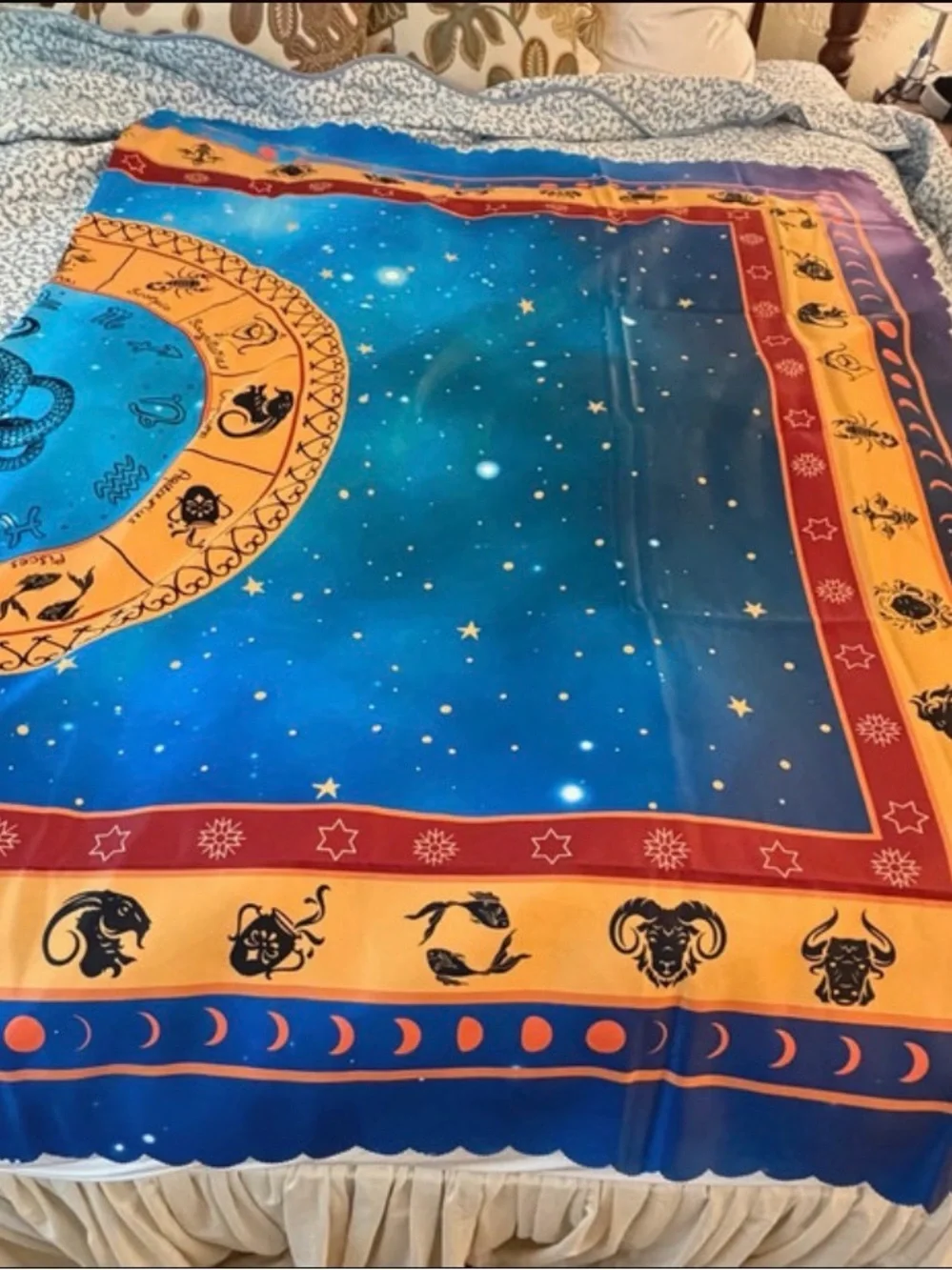Celestial Zodiac Astrology Tablecloth Blue 60 x 86 Inch Rectangle